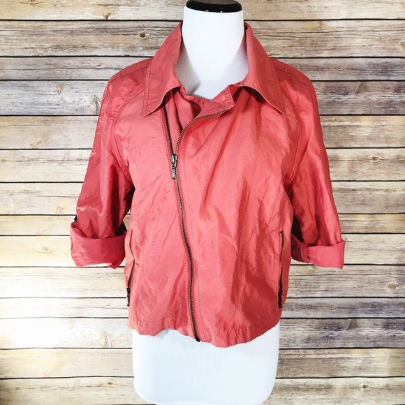 Cabi 913 Coral Pink Cropped Moto Scooter Jacket - Picture 2 of 8